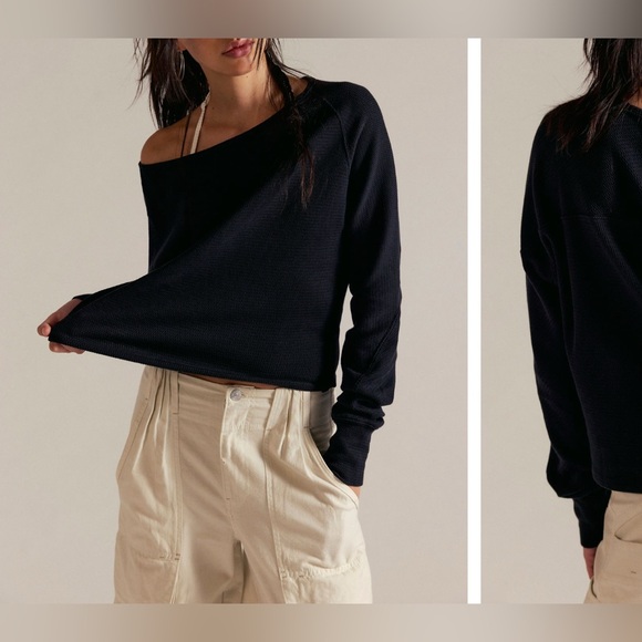 NWOT Free People We The Free Jess Long Sleeve - black - Large, XL - Picture 2 of 11